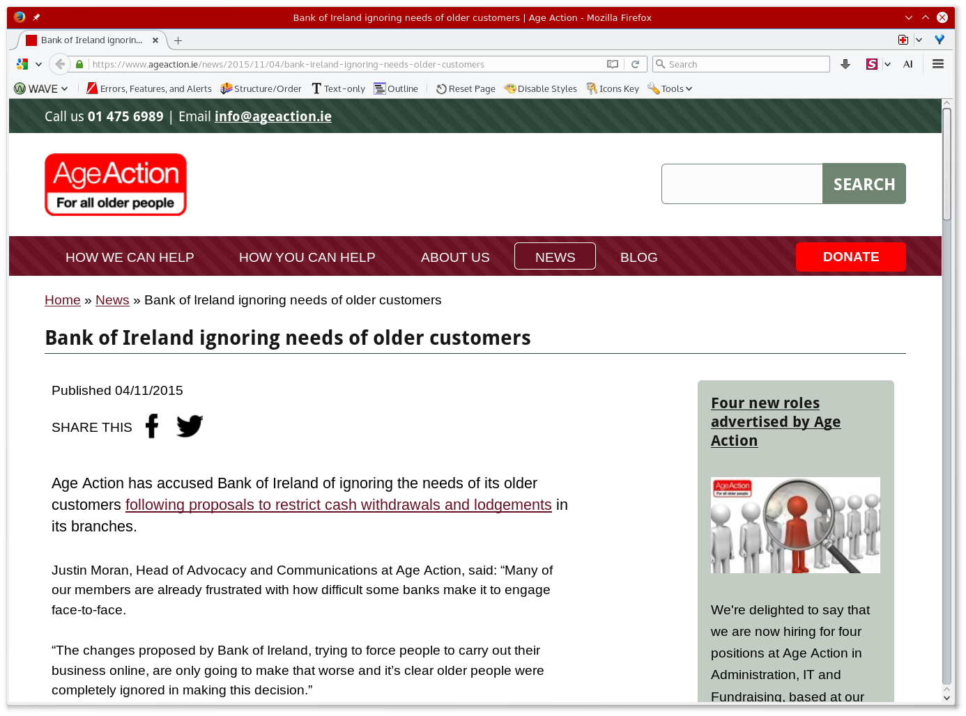 Screenshot of article where red links are also underlined.